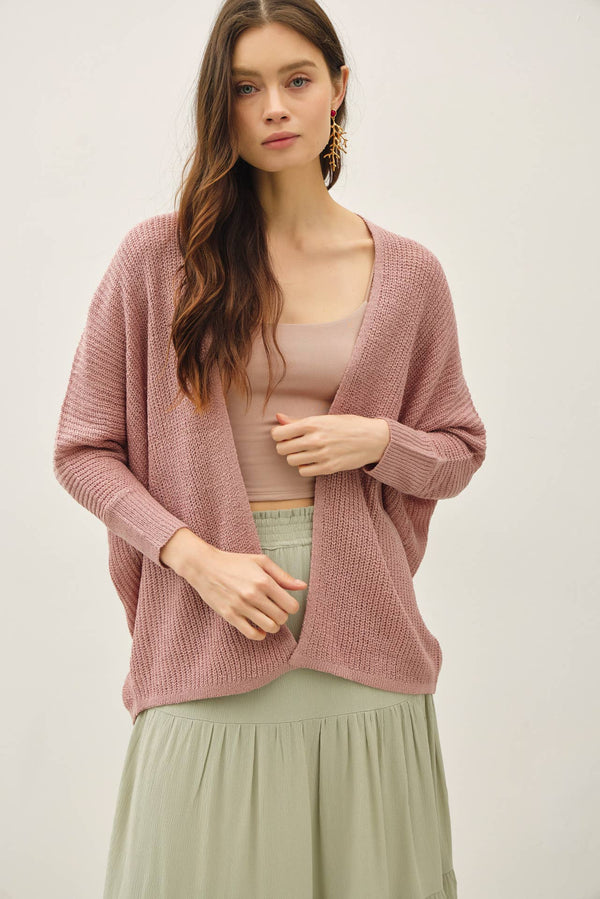 NEW COLOR- DOLMAN SLEEVE OPEN FRONT CARDIGAN-Blue Hand Home