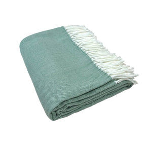 402 - Fringed Herringbone Throws-Blue Hand Home