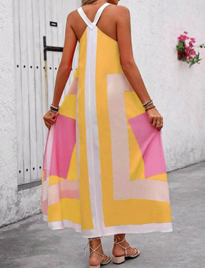 Resort colorblocked swing dress-Blue Hand Home