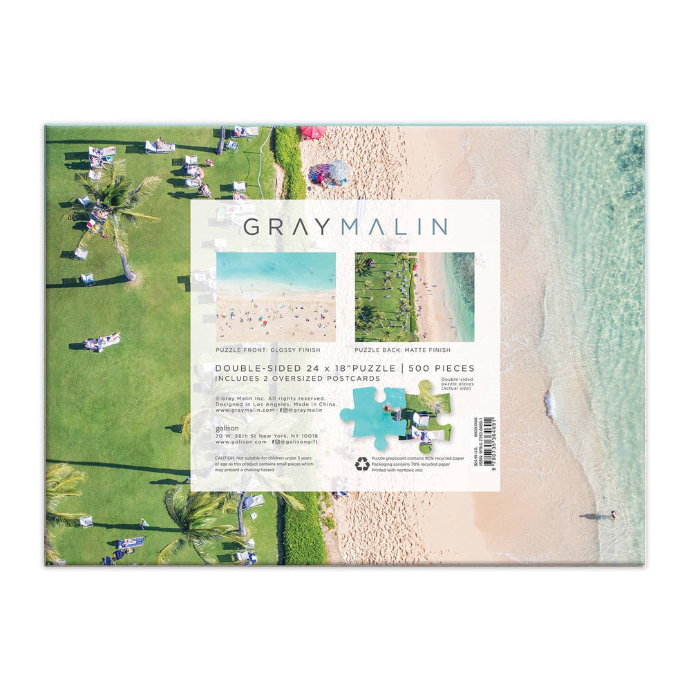 Gray Malin The Hawaii Beach Double-Sided 500 Piece Puzzle-Blue Hand Home