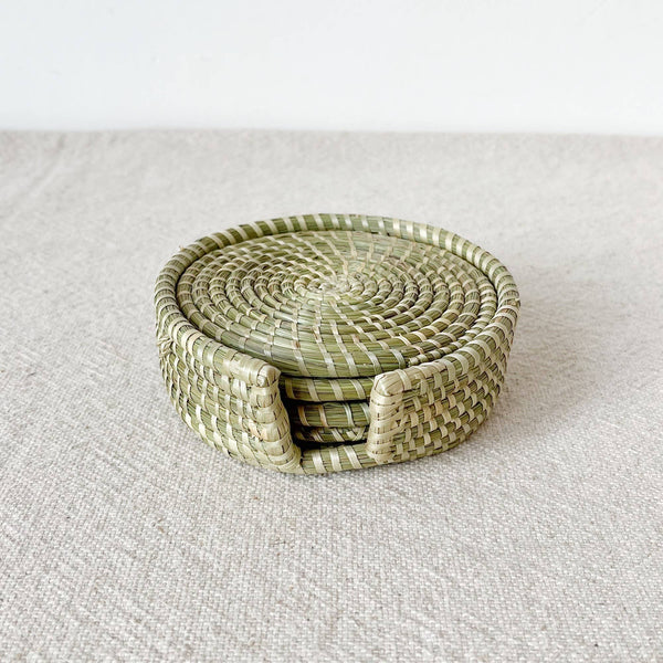 Sweetgrass Coaster Set + Holder-Blue Hand Home