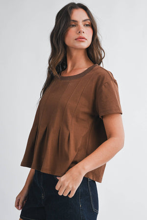 8613HK Pleated Swing Tee Top-Blue Hand Home
