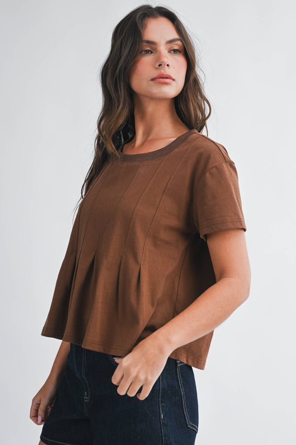 8613HK Pleated Swing Tee Top-Blue Hand Home