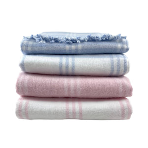 701 - Window Pane Check Flannel With Fringe-Blue Hand Home