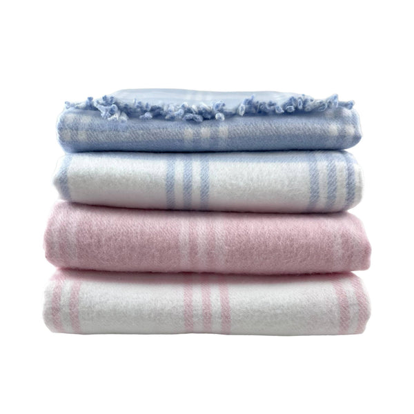 701 - Window Pane Check Flannel With Fringe-Blue Hand Home