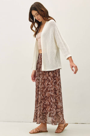 DIAMOND PATTERN DOLMAN 3/4 SLEEVE OPEN CARDIGAN-Blue Hand Home