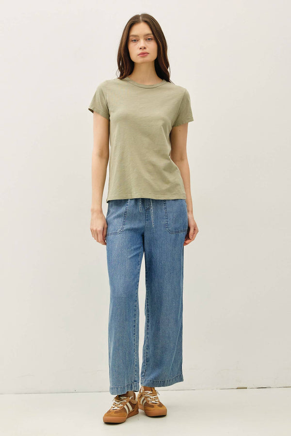 New Shade-Garment Dyed Cotton Slub Tee