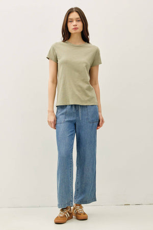 NEW SHADE-GARMENT DYED COTTON SLUB TEE-Blue Hand Home
