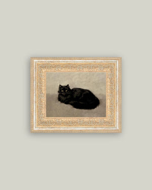 Black Cat Framed Antique Art-Blue Hand Home