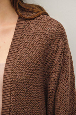 DIAMOND PATTERN DOLMAN 3/4 SLEEVE OPEN CARDIGAN-Blue Hand Home