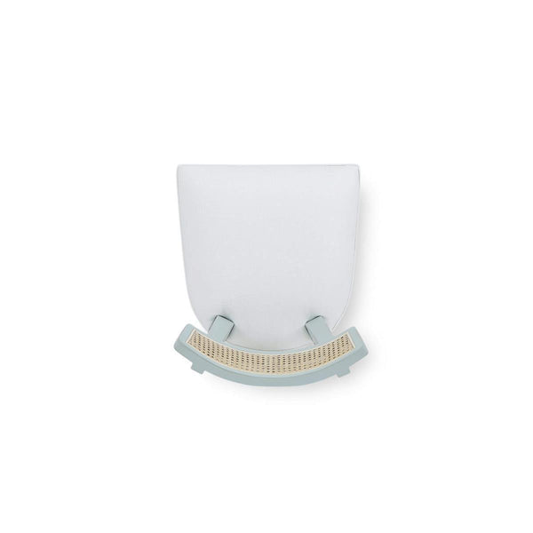 Bramble Beatrice Counter Stool in Vintage Moss Green w/ Arctic White Performance Fabric & Rattan Natural on Back-Bramble-Blue Hand Home