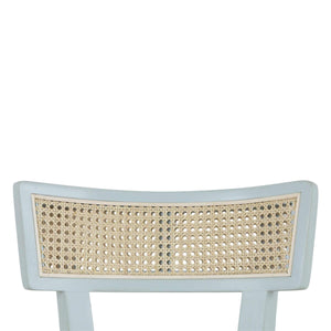 Bramble Beatrice Counter Stool in Vintage Moss Green w/ Arctic White Performance Fabric & Rattan Natural on Back-Bramble-Blue Hand Home