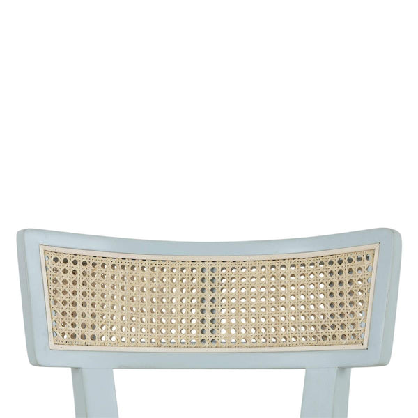 Bramble Beatrice Counter Stool in Vintage Moss Green w/ Arctic White Performance Fabric & Rattan Natural on Back-Bramble-Blue Hand Home
