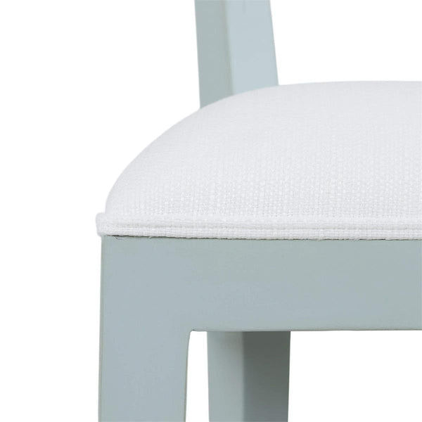 Bramble Beatrice Counter Stool in Vintage Moss Green w/ Arctic White Performance Fabric & Rattan Natural on Back-Bramble-Blue Hand Home
