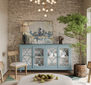 Bramble Beatrice Dining Chair In Fruitwood W/ Arctic White Performance Fabric & Rattan Natural On Back-Bramble-Blue Hand Home