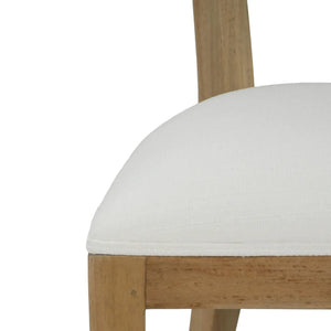 Bramble Beatrice Dining Chair In Fruitwood W/ Arctic White Performance Fabric & Rattan Natural On Back-Bramble-Blue Hand Home