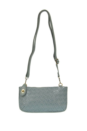 Faux Wide Woven Mini Crossbody Wristlet Clutch-Blue Hand Home