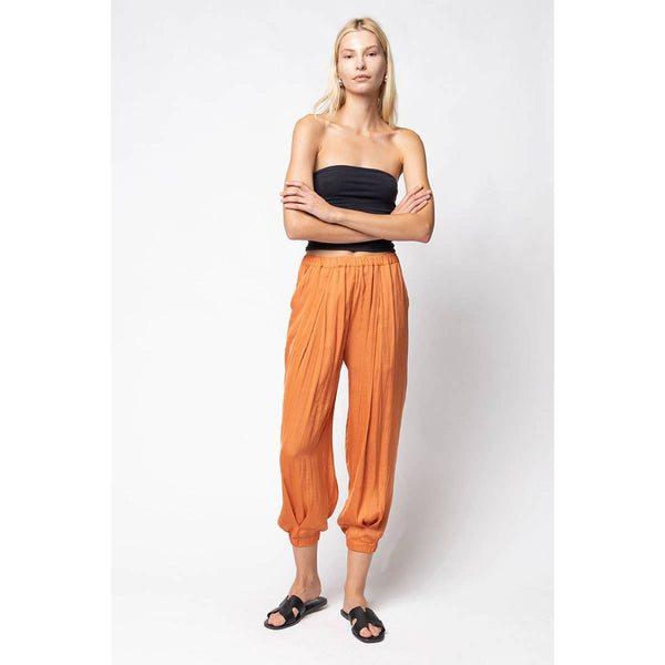 Pleated Pull-on Satin Joggers-Blue Hand Home