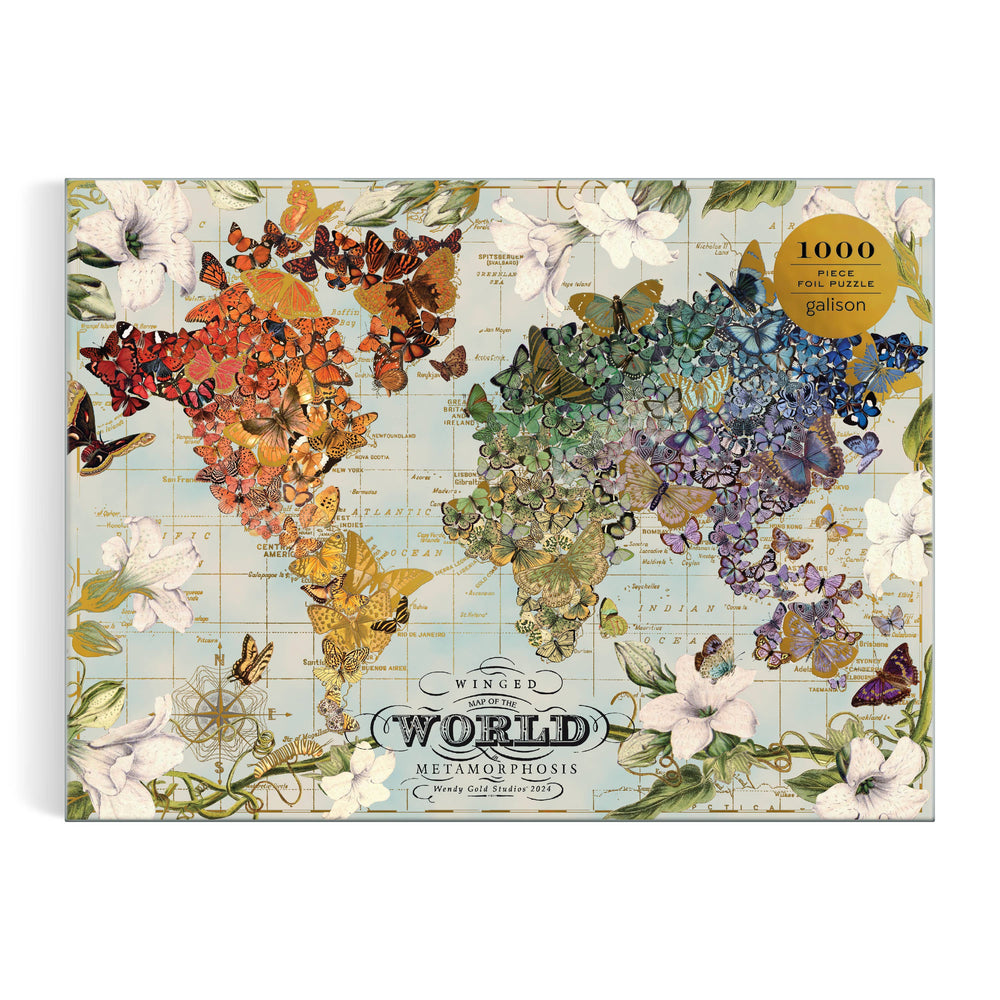 Wendy Gold Winged Metamorphosis 1000 Piece Foil Puzzle-Blue Hand Home