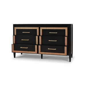 Belgravia 6 Drawer Dresser w/ Rattan-Blue Hand Home