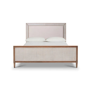 Belgravia Upholstered Bed w/ Rattan Queen-Blue Hand Home