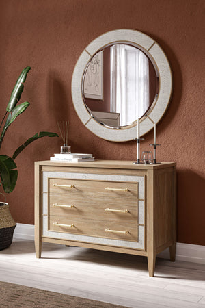 Belgravia 3 Drawer Dresser w/ Rattan-Blue Hand Home