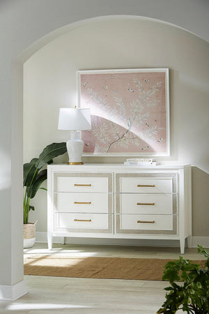 Belgravia 6 Drawer Dresser w/ Rattan-Blue Hand Home