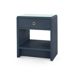Benjamin 1-Drawer Side Table with Glass Top, White Pearl