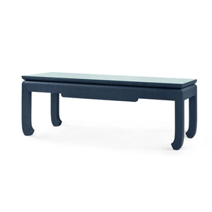 Bethany Coffee Table with Glass Top, Storm Blue-Blue Hand Home