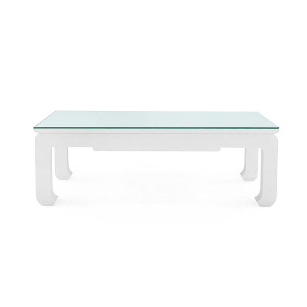 Bethany Large Rectangular Coffee Table with Glass Top, Vanilla-Blue Hand Home