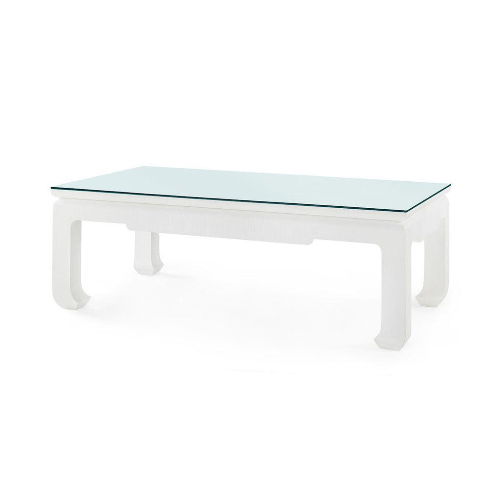 Bethany Large Rectangular Coffee Table with Glass Top, Vanilla-Blue Hand Home