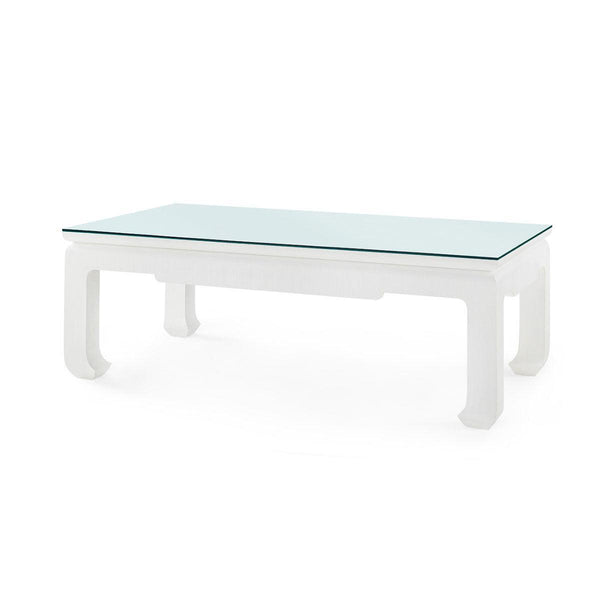 Bethany Large Rectangular Coffee Table with Glass Top, Vanilla-Blue Hand Home