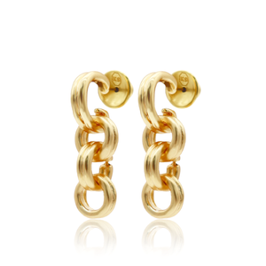 Rounded Chain Drop Earrings - 24K Gold Plated
