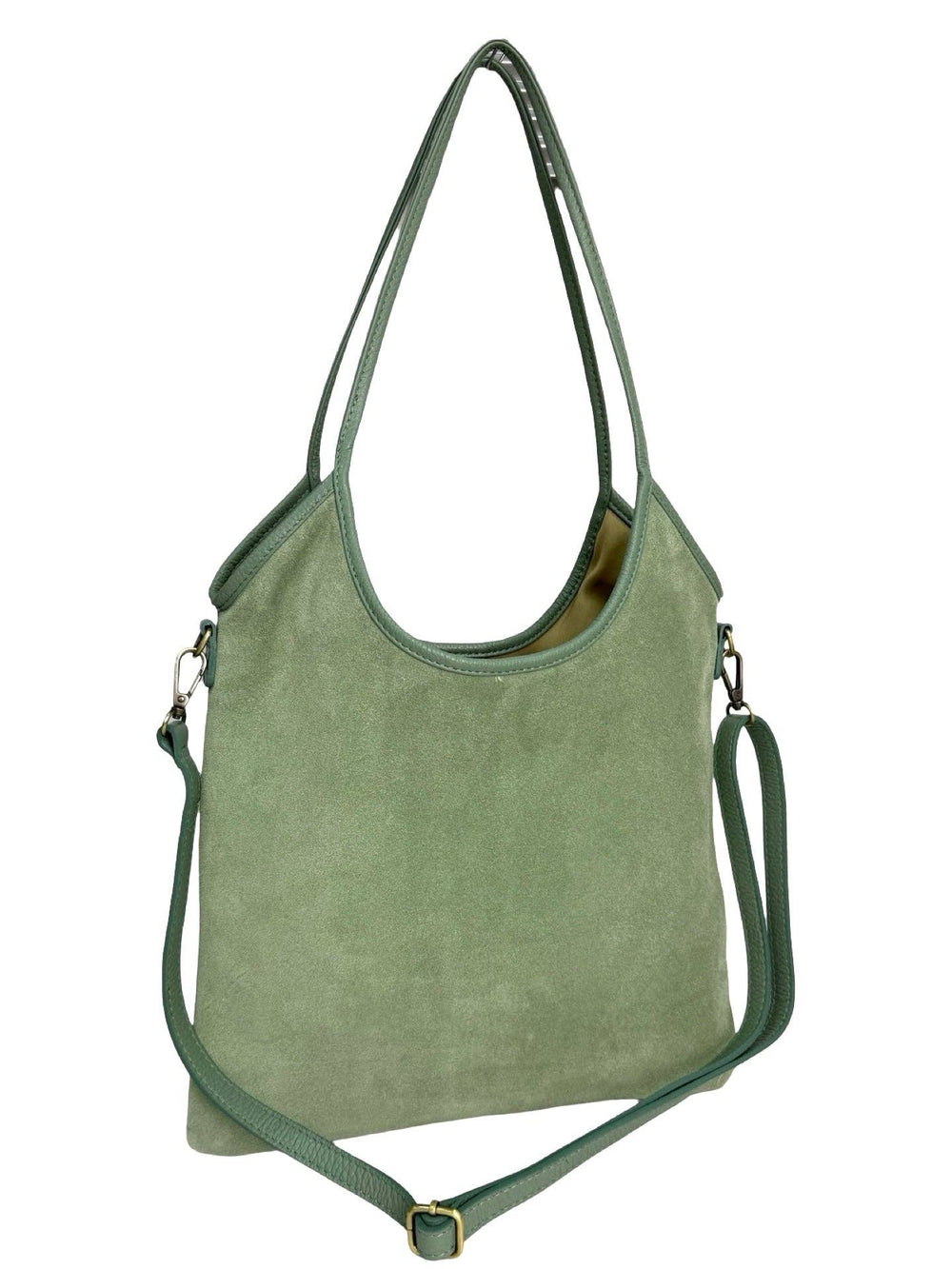 Talia Bag in Mint Suede-Blue Hand Home