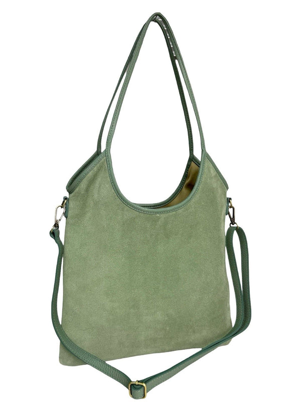 Talia Bag in Mint Suede-Blue Hand Home