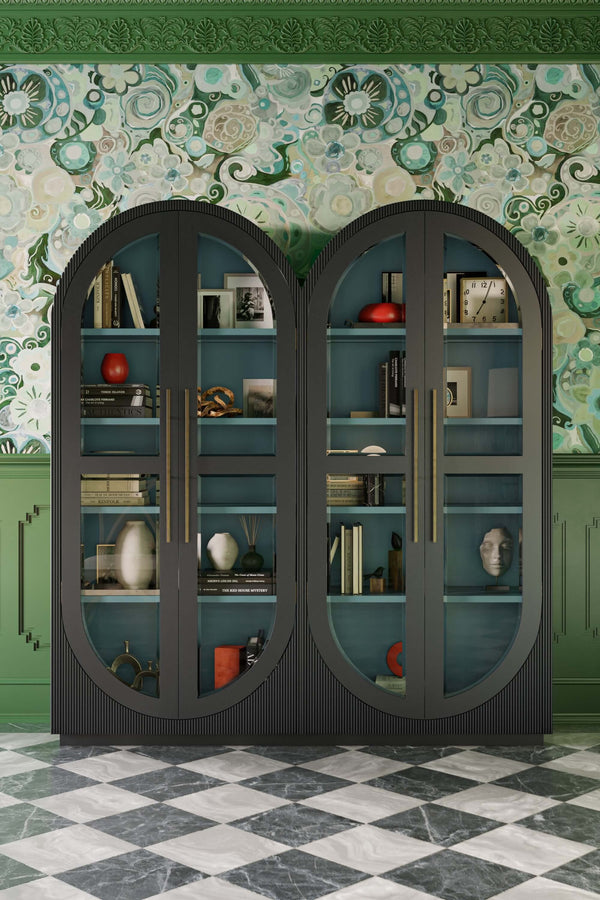 Bilbao Double Arched Display Cabinet-Blue Hand Home