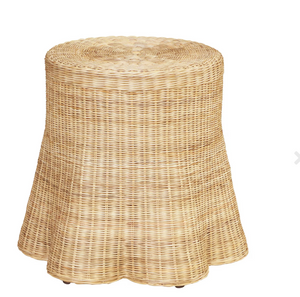 Bonnie Rattan Scalloped Side Table, Natural-Blue Hand Home