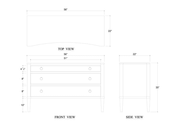 Bow 3 Drawer Chest-Blue Hand Home