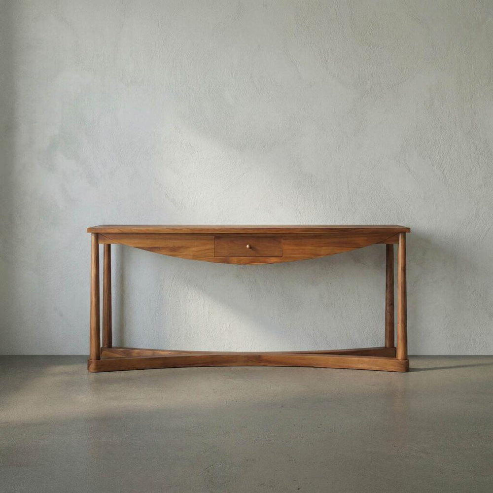 Bow Front Console, Teak-Noir Furniture-Blue Hand Home