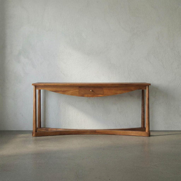 Bow Front Console, Teak-Noir Furniture-Blue Hand Home
