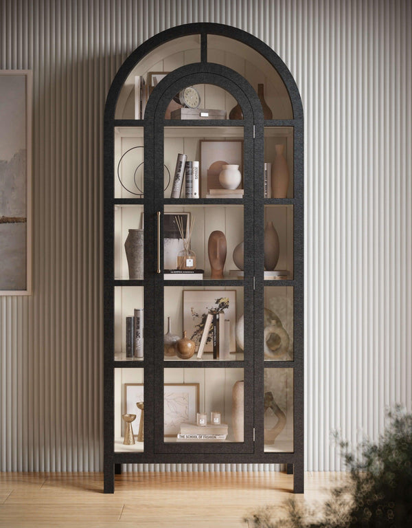 Vannes Display Cabinet w/ Glass Shelves-Blue Hand Home