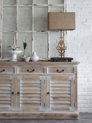Narrow Shutter 3 Door Sideboard-Blue Hand Home