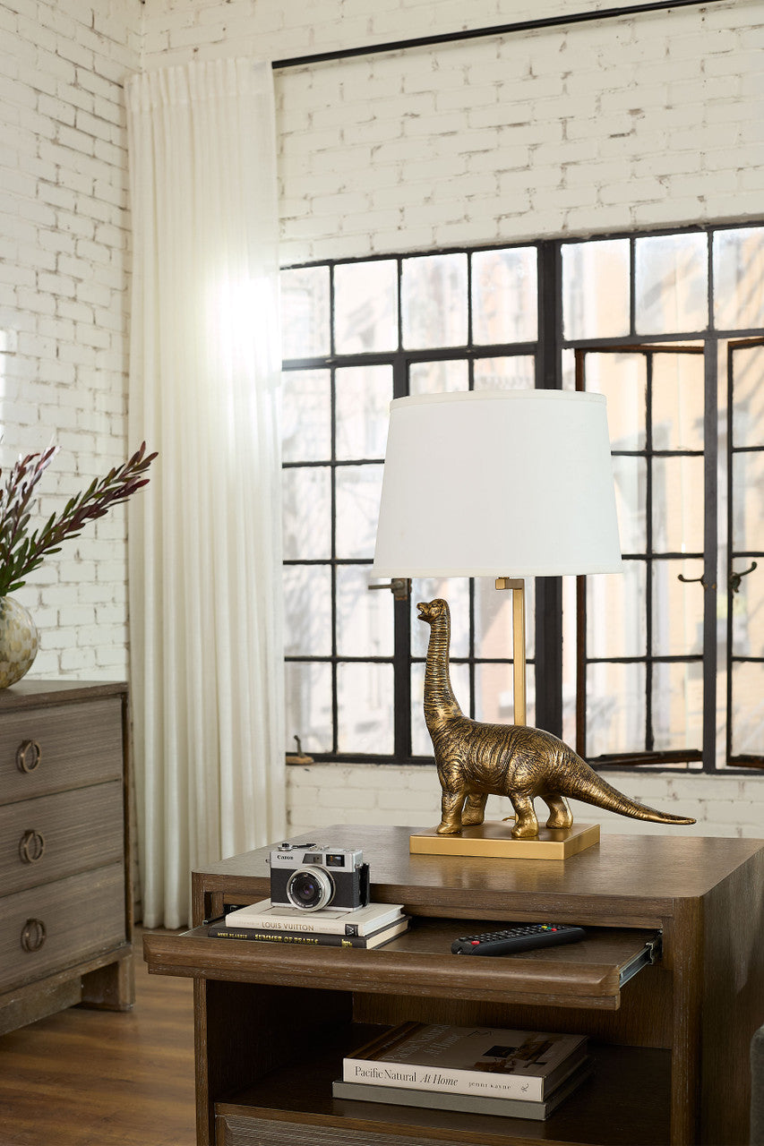 Bruno Lamp Without Shade, Antique Brass