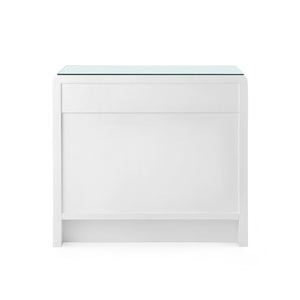 Bryant 3-Drawer Side Table with Glass Top, White Pearl
