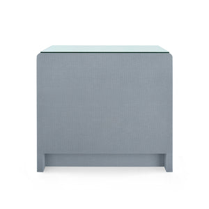 Bryant Linen 3-Drawer Side Table with Glass Top, Winter Gray