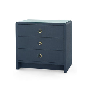 Bryant 3-Drawer Side Table with Glass Top, White Pearl