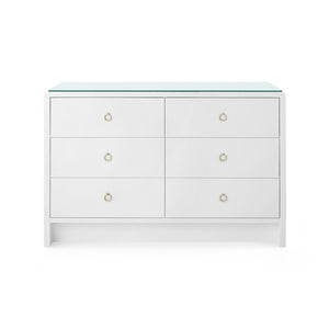 Bryant Extra Large 6-Drawer with Glass Top, White Pearl