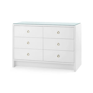Bryant Extra Large 6-Drawer with Glass Top, White Pearl