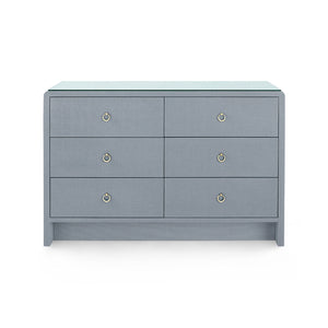 Bryant Linen Extra Large 6-Drawer with Glass Top, Winter Gray