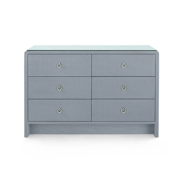 Bryant Linen Extra Large 6-Drawer with Glass Top, Winter Gray